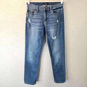 Judy Blue Distressed Boyfriend Jeans Size 27 Mid Rise Blue Casual Stretch Denim